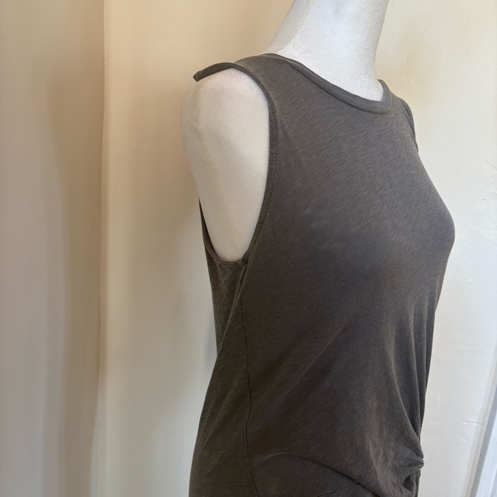 Anthropologie Stateside Sleeveless Olive Green Twist Front Tee Maxi Dress - Picture 3 of 9